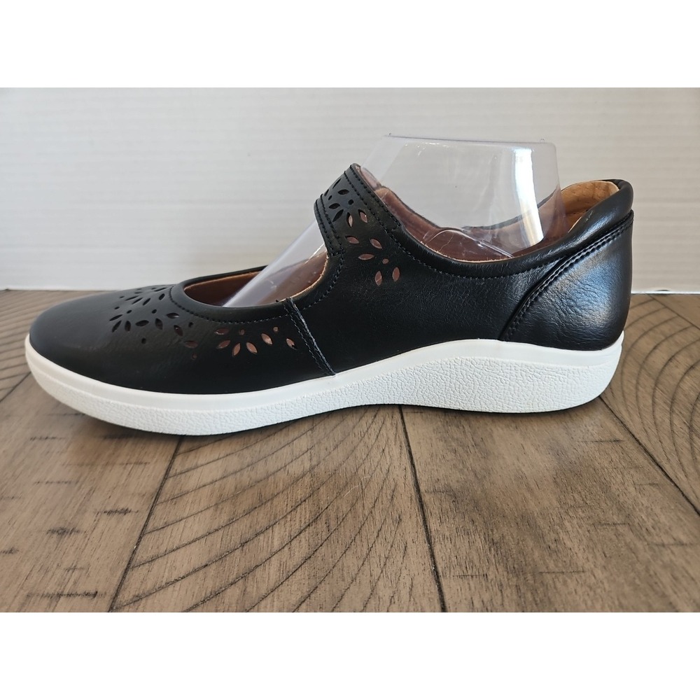 Aetrex Mary Jane Shoes 10.5 11 Black Women Emerson Cut Out Minimalist Preppy - Picture 6 of 14